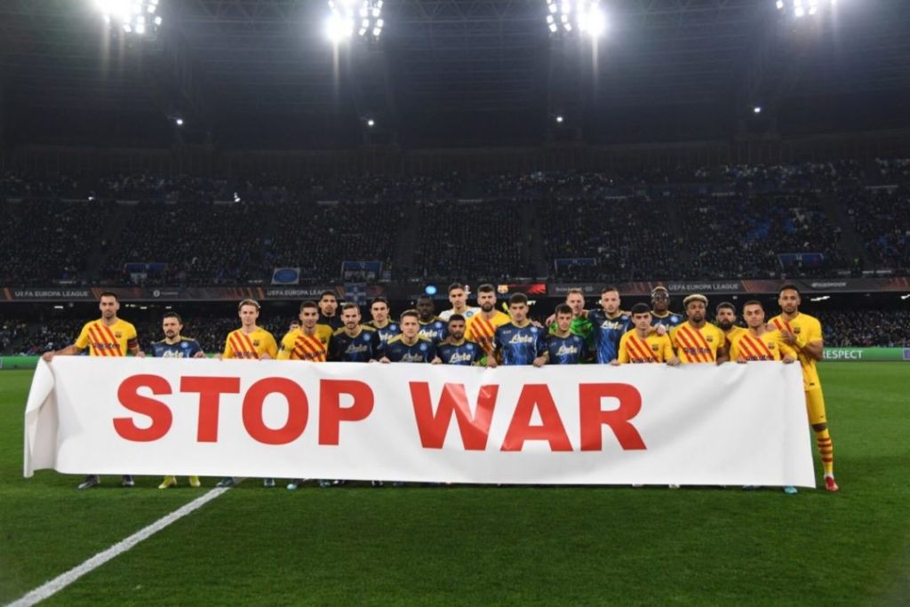 Napoli Barcelona Stop War Banner 1080x720